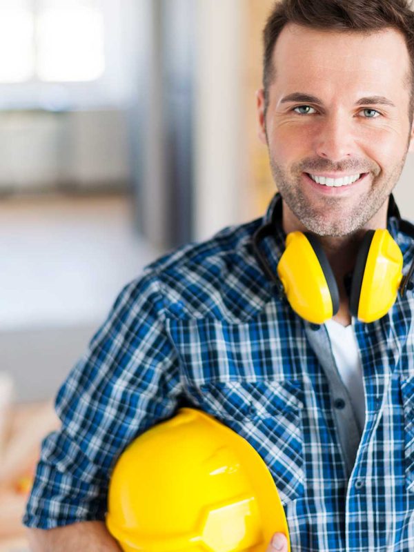 smiling contractor with hardhat